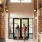 a man and woman walking out of a building