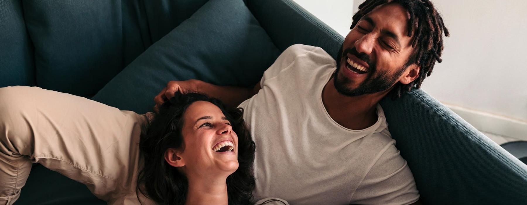 a man and woman laughing